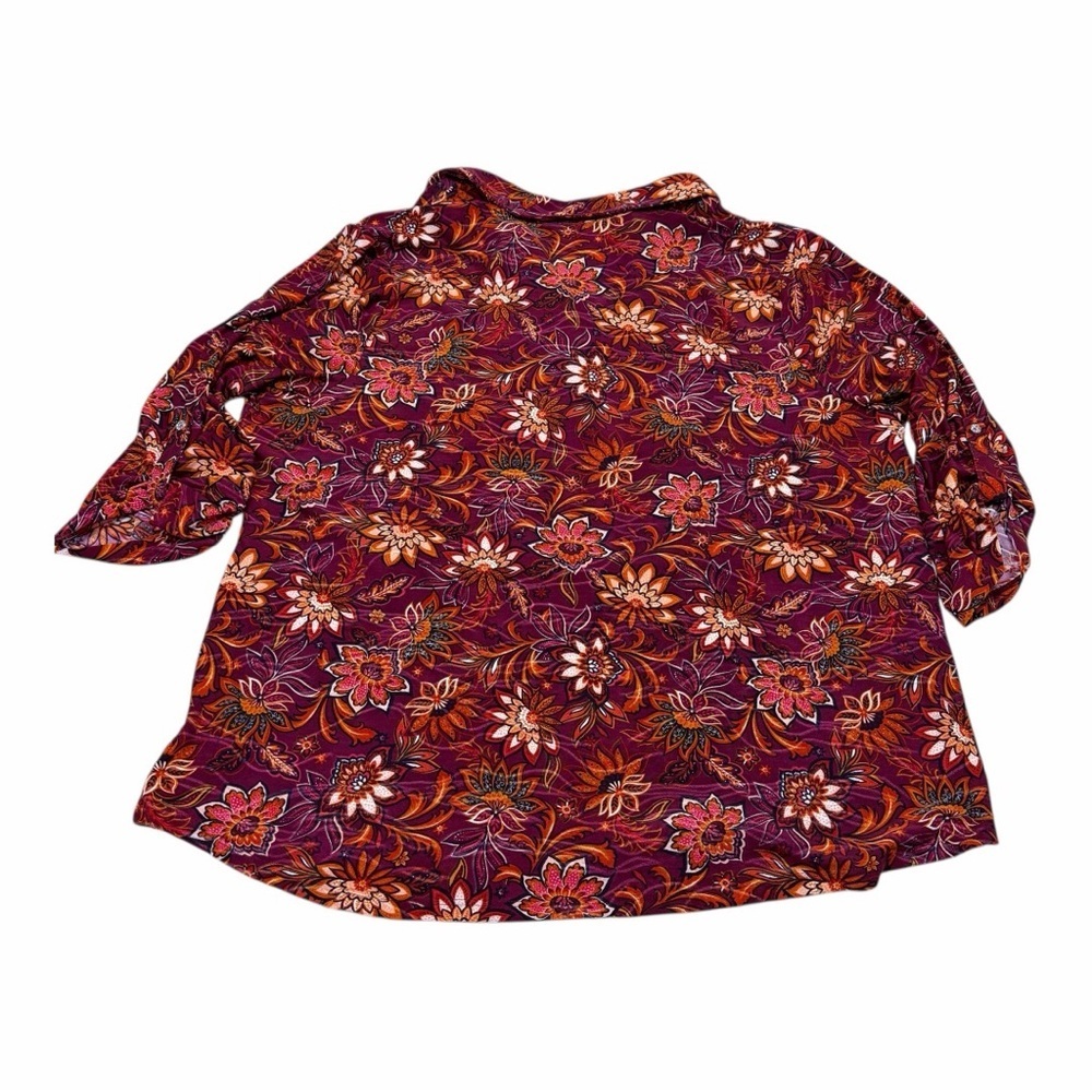 Floral Women's Blouse - Purple and Orange